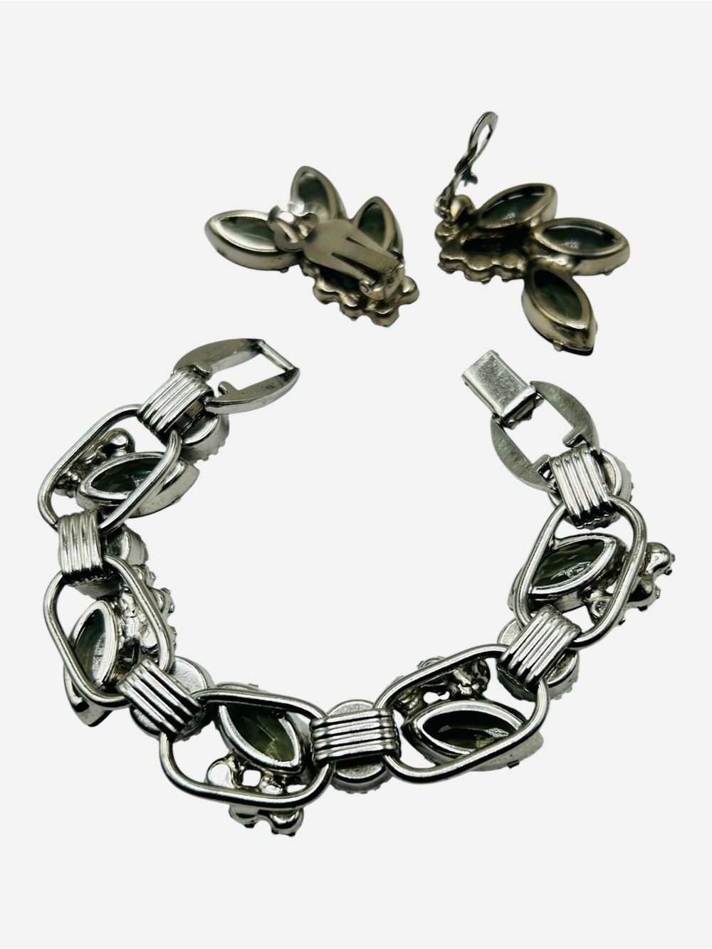 Fabulous Juliana D&E Black Diamond Bracelet Earring Set Silver Tone Metal - Picture 6 of 7